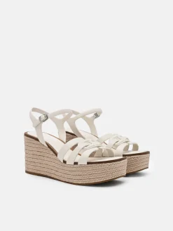Carmel Leather Wedge Sandals - Chalk