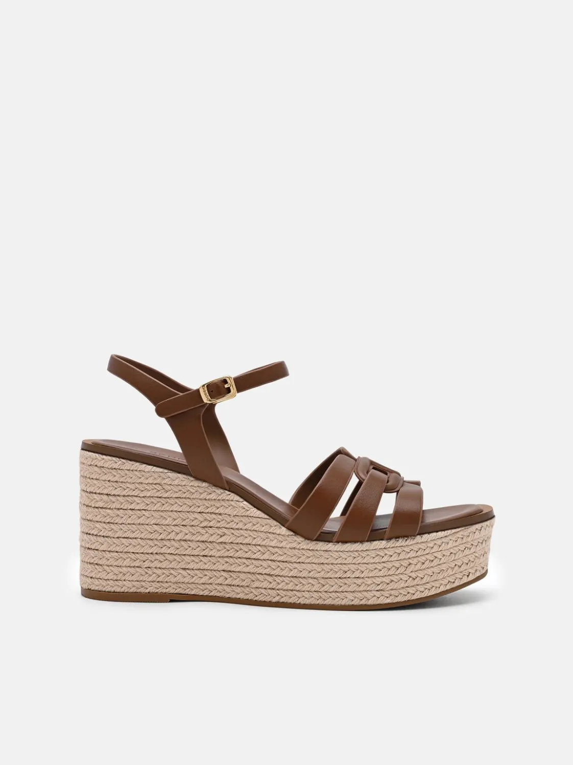 Carmel Leather Wedge Sandals - Cognac
