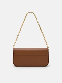 Chainlink Leather Sling Pouch - Cognac