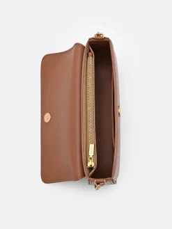 Chainlink Leather Sling Pouch - Cognac