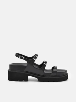 Chunky Slingback Sandals - Black