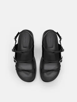 Chunky Slingback Sandals - Black