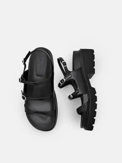 Chunky Slingback Sandals - Black