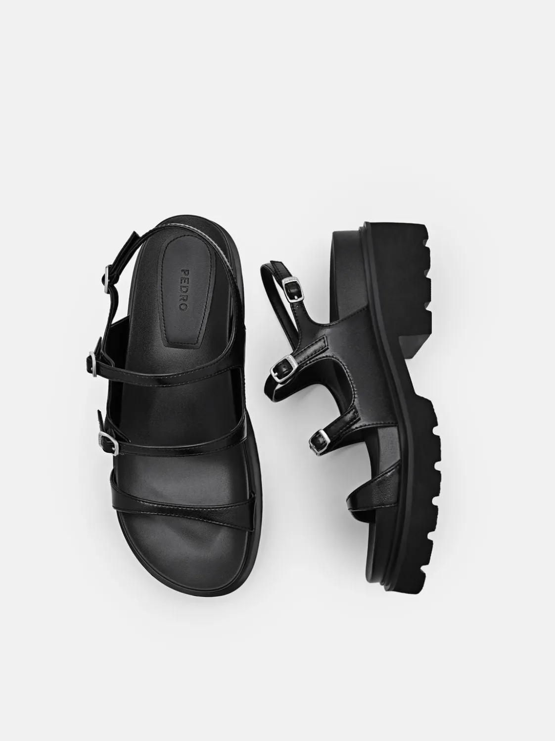 Chunky Slingback Sandals - Black