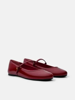 Claude Leather Mary Jane Flats - Red