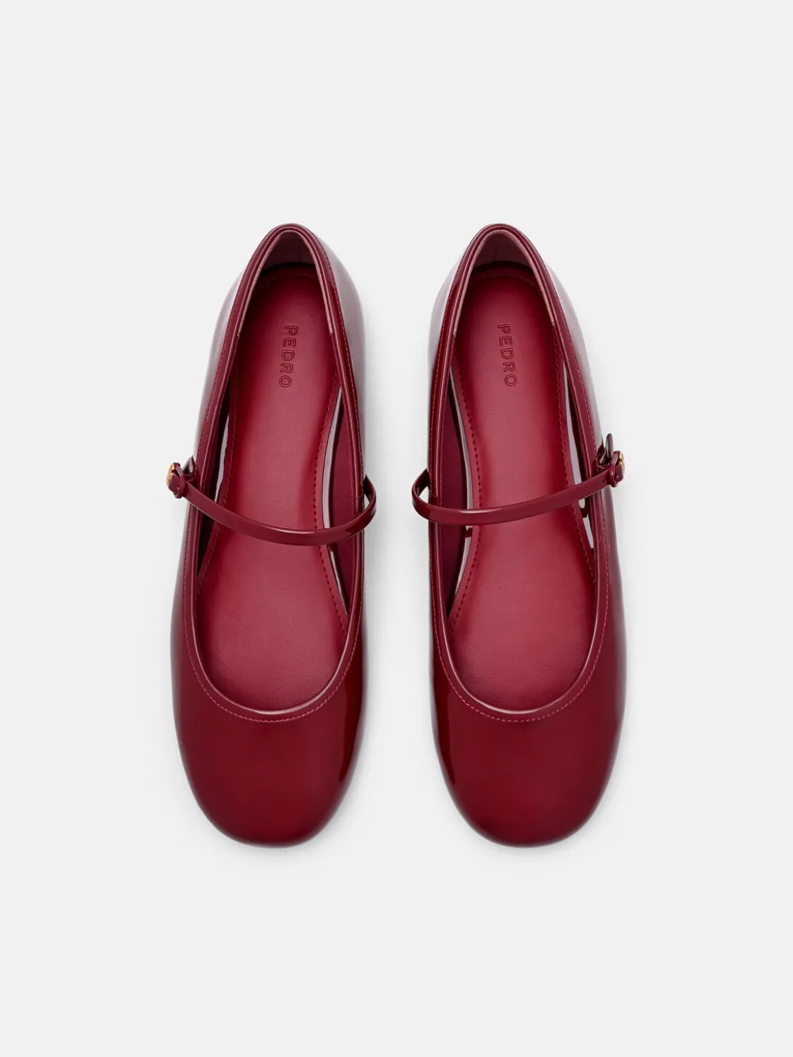 Claude Leather Mary Jane Flats - Red