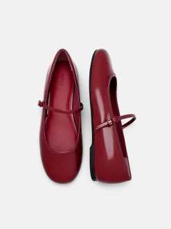Claude Leather Mary Jane Flats - Red