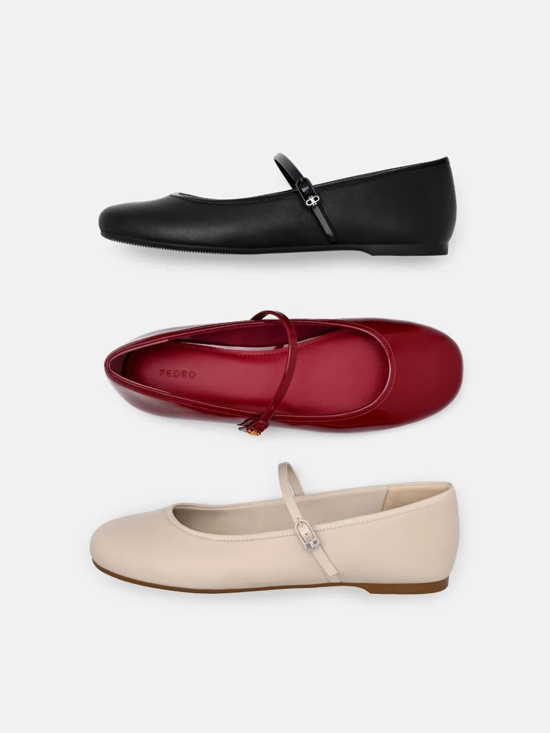 Claude Leather Mary Jane Flats - Beige