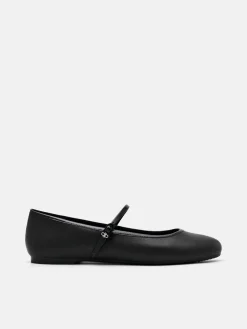 Claude Leather Mary Jane Flats - Black