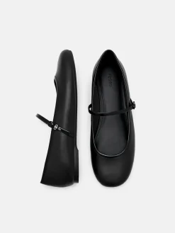 Claude Leather Mary Jane Flats - Black