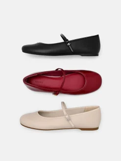Claude Leather Mary Jane Flats - Black