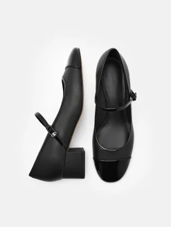 Claude Leather Mary Jane Pumps - Black