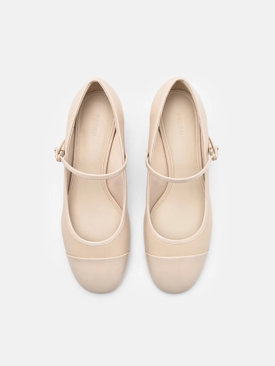 Claude Leather Mary Jane Pumps - Beige