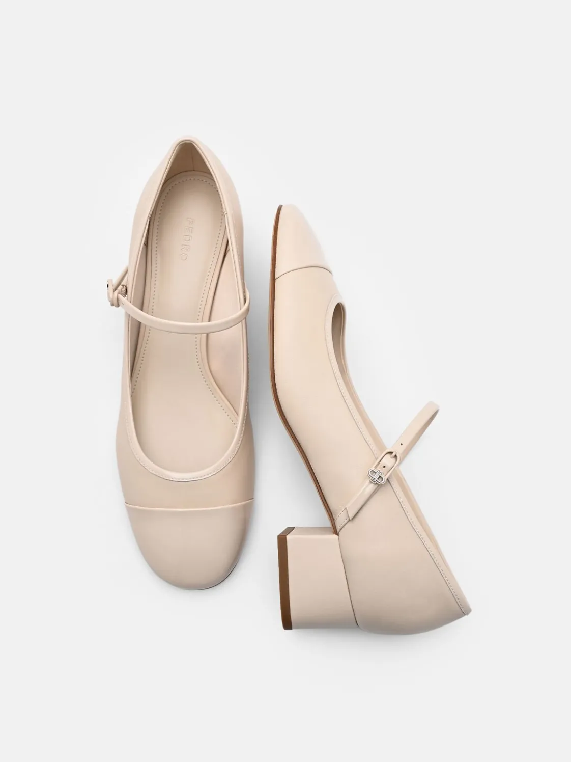 Claude Leather Mary Jane Pumps - Beige