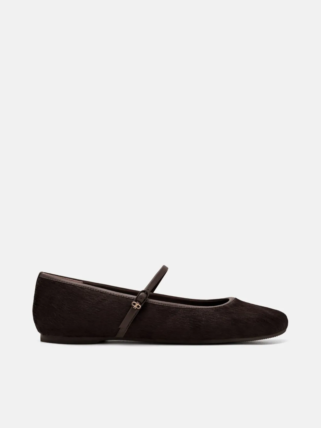 Claude Ponyhair Mary Jane Flats - Dark Brown Pony