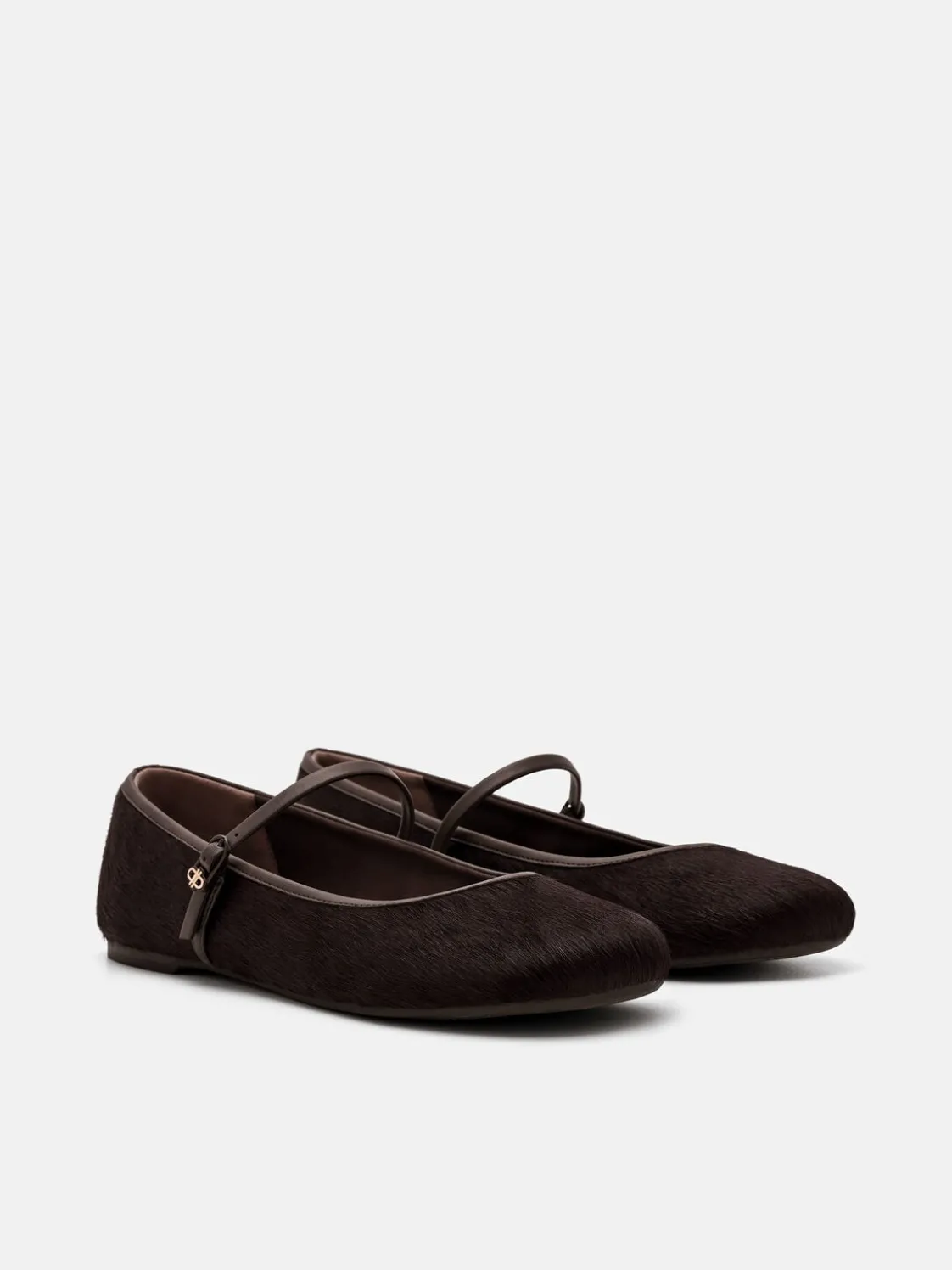 Claude Ponyhair Mary Jane Flats - Dark Brown Pony