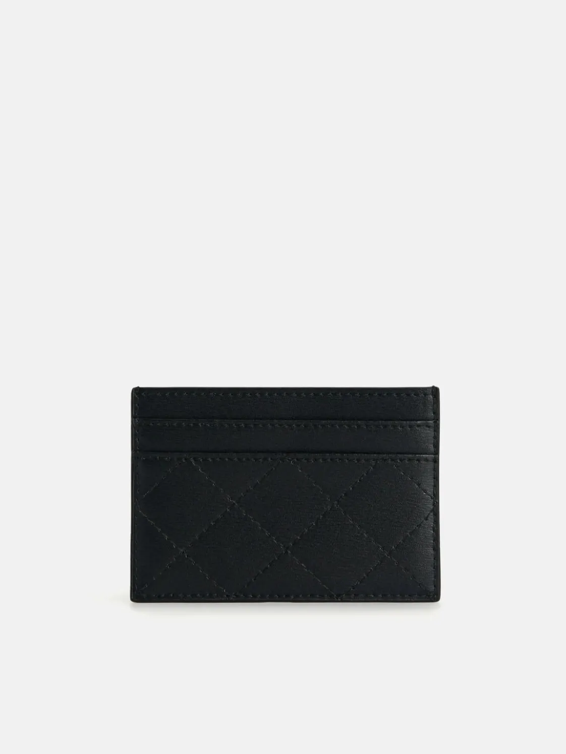 Cris-Cross Pattern Leather Cardholder - Black
