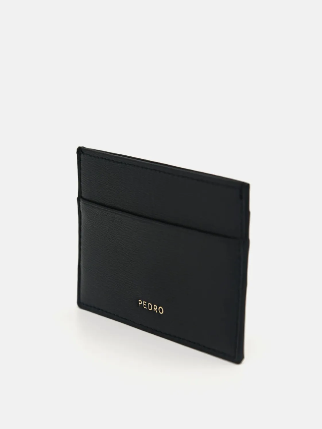Cris-Cross Pattern Leather Cardholder - Black
