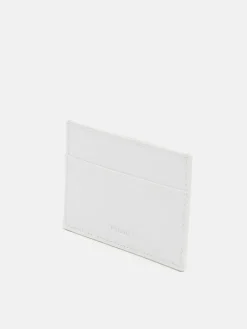 Cris-Cross Pattern Leather Cardholder - White