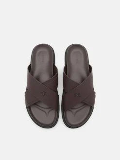 Cross Sandals - Dark Brown