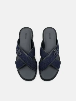 Cross Sandals - Navy Denim