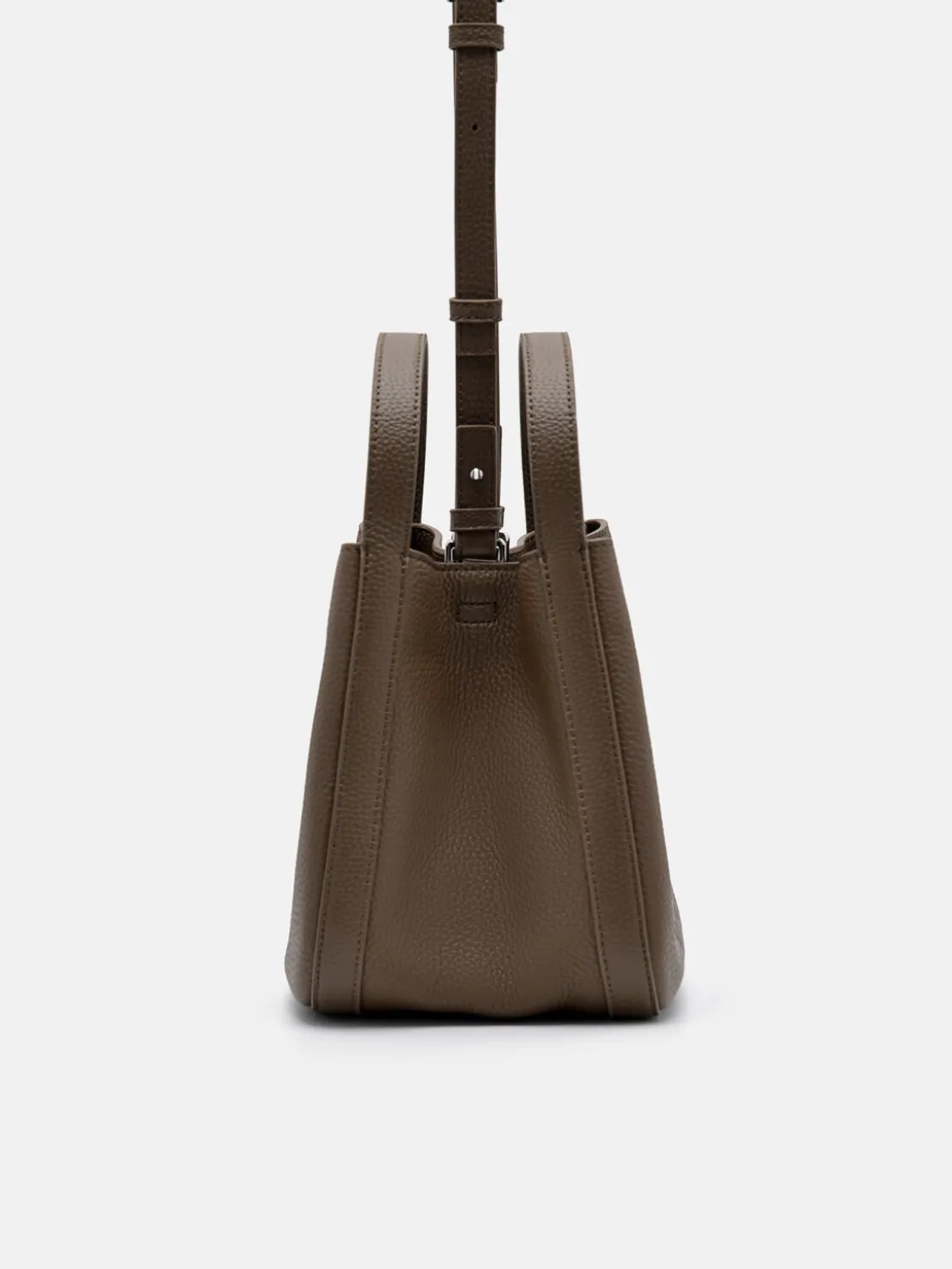 Dana Leather Bucket Bag - Dark Taupe