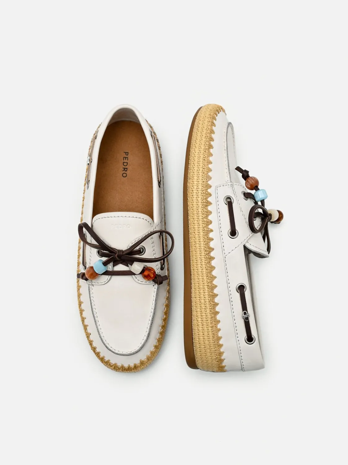 Dee Leather Boat Shoes - Chalk