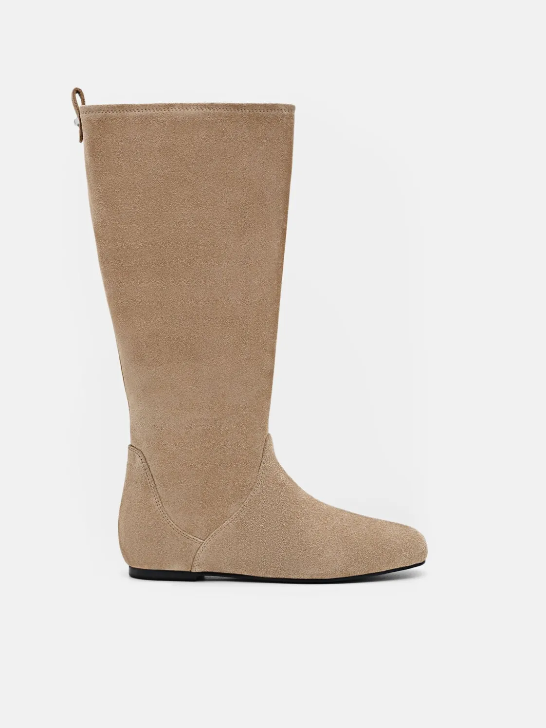 Demi Leather Knee Boots - Taupe