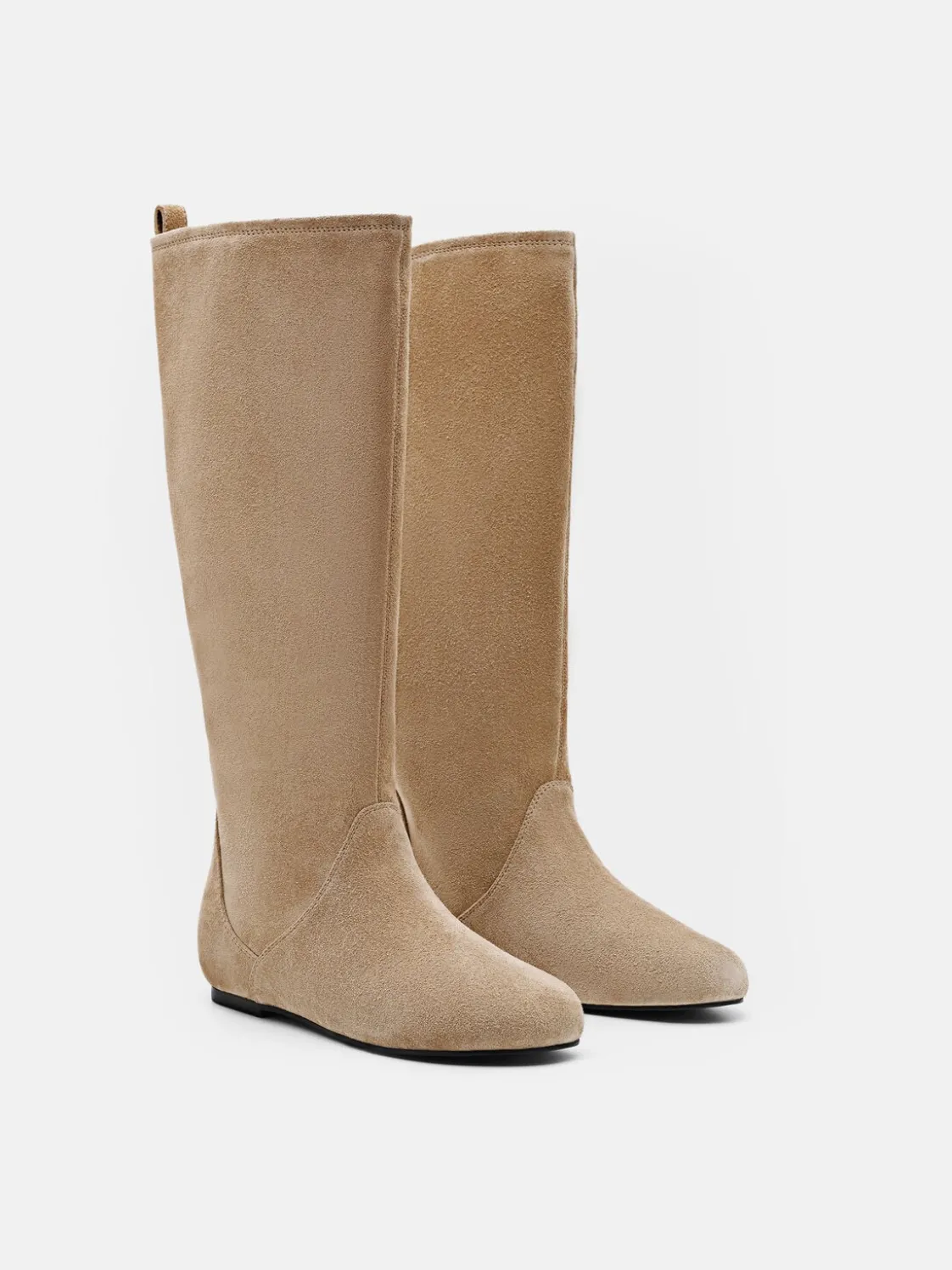 Demi Leather Knee Boots - Taupe
