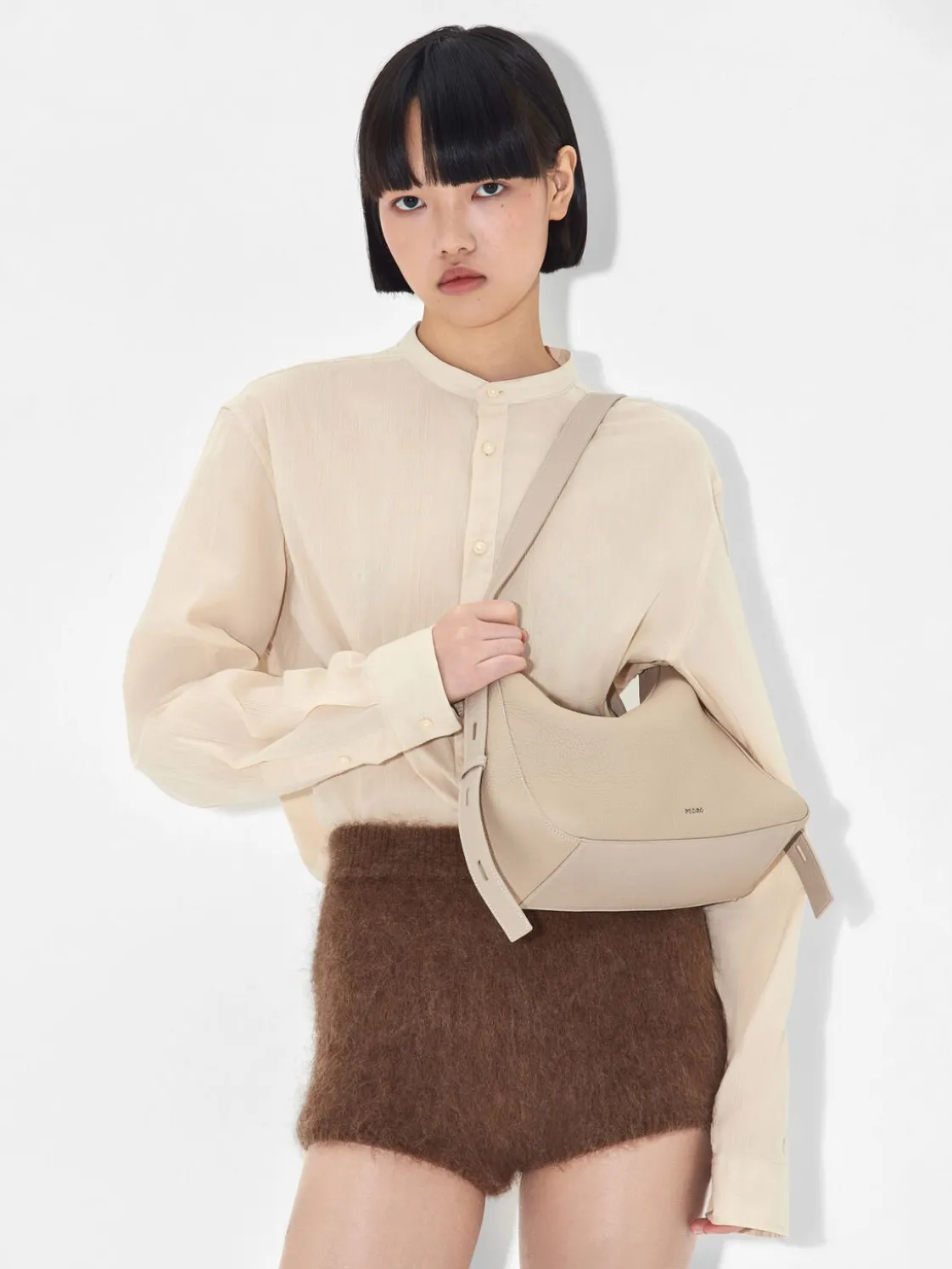 Demi Leather Shoulder Bag - Taupe