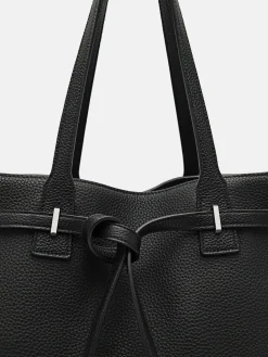 Demi Oversized Leather Tote Bag - Black