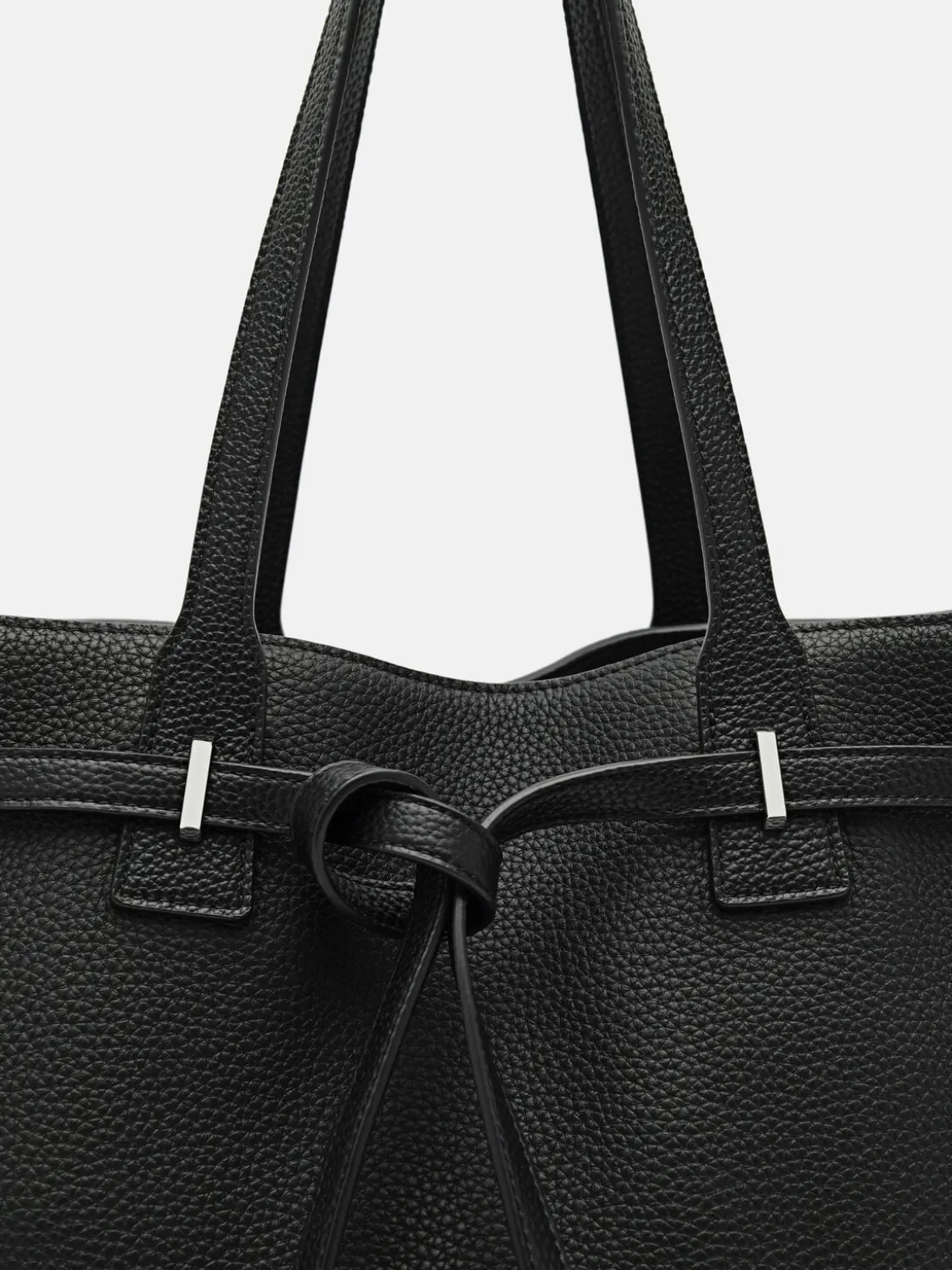 Demi Oversized Leather Tote Bag - Black