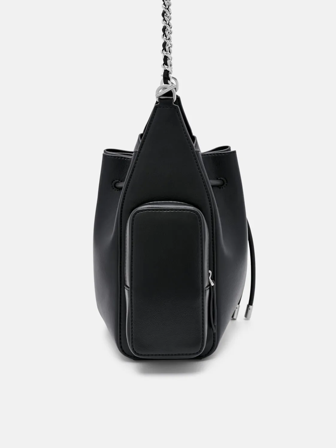 Drawstring Bucket Bag - Black