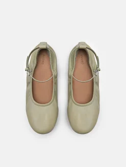 Eclipse Leather Ballerina Flats - Olive