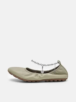 Eclipse Leather Ballerina Flats - Olive
