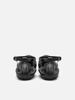 Eclipse Leather Ballerina Flats - Black
