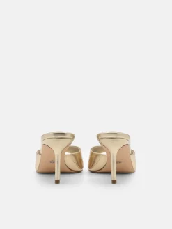 Eel Leather Heel Sandals - Gold