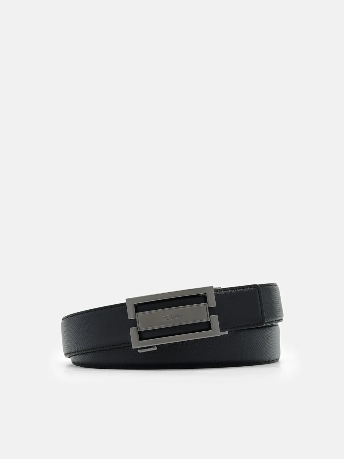 Embossed Leather Automatic Belt - Black