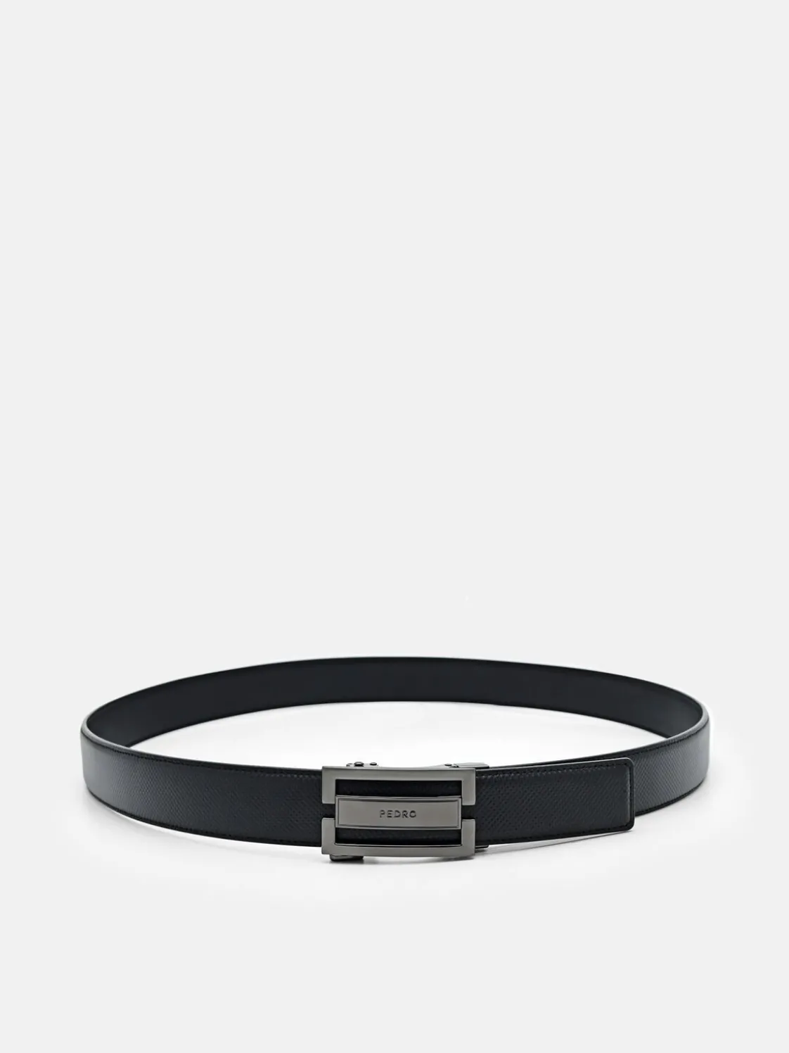 Embossed Leather Automatic Belt - Black