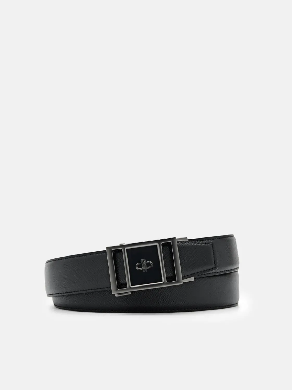 Embossed Leather Automatic Belt - Black