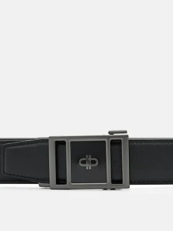 Embossed Leather Automatic Belt - Black