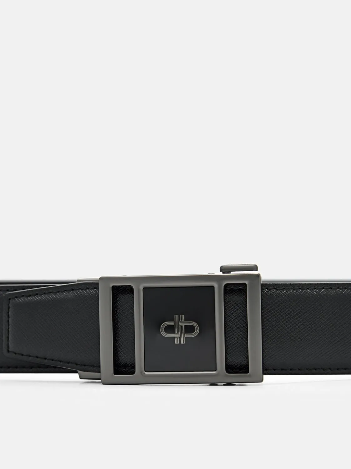 Embossed Leather Automatic Belt - Black