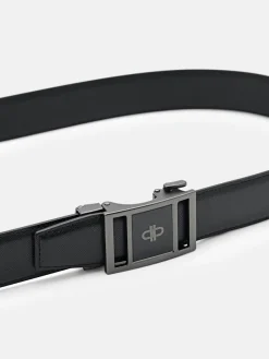 Embossed Leather Automatic Belt - Black