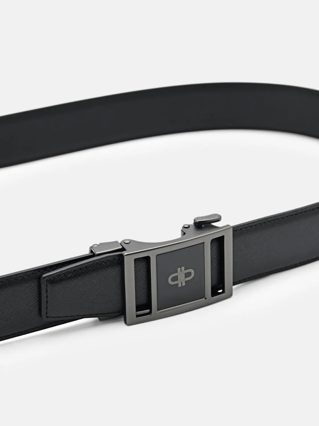 Embossed Leather Automatic Belt - Black