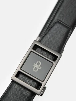 Embossed Leather Automatic Belt - Black