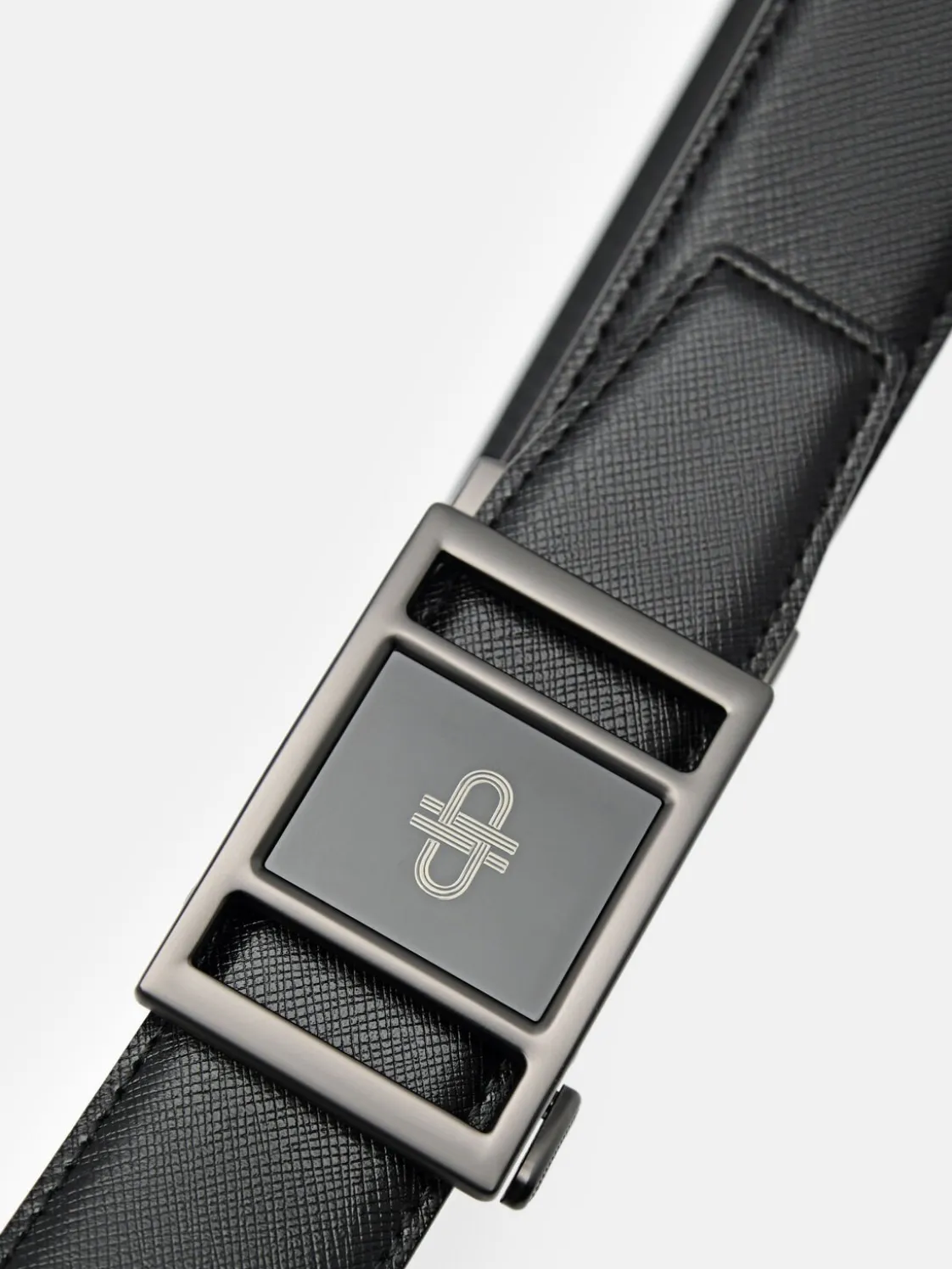Embossed Leather Automatic Belt - Black