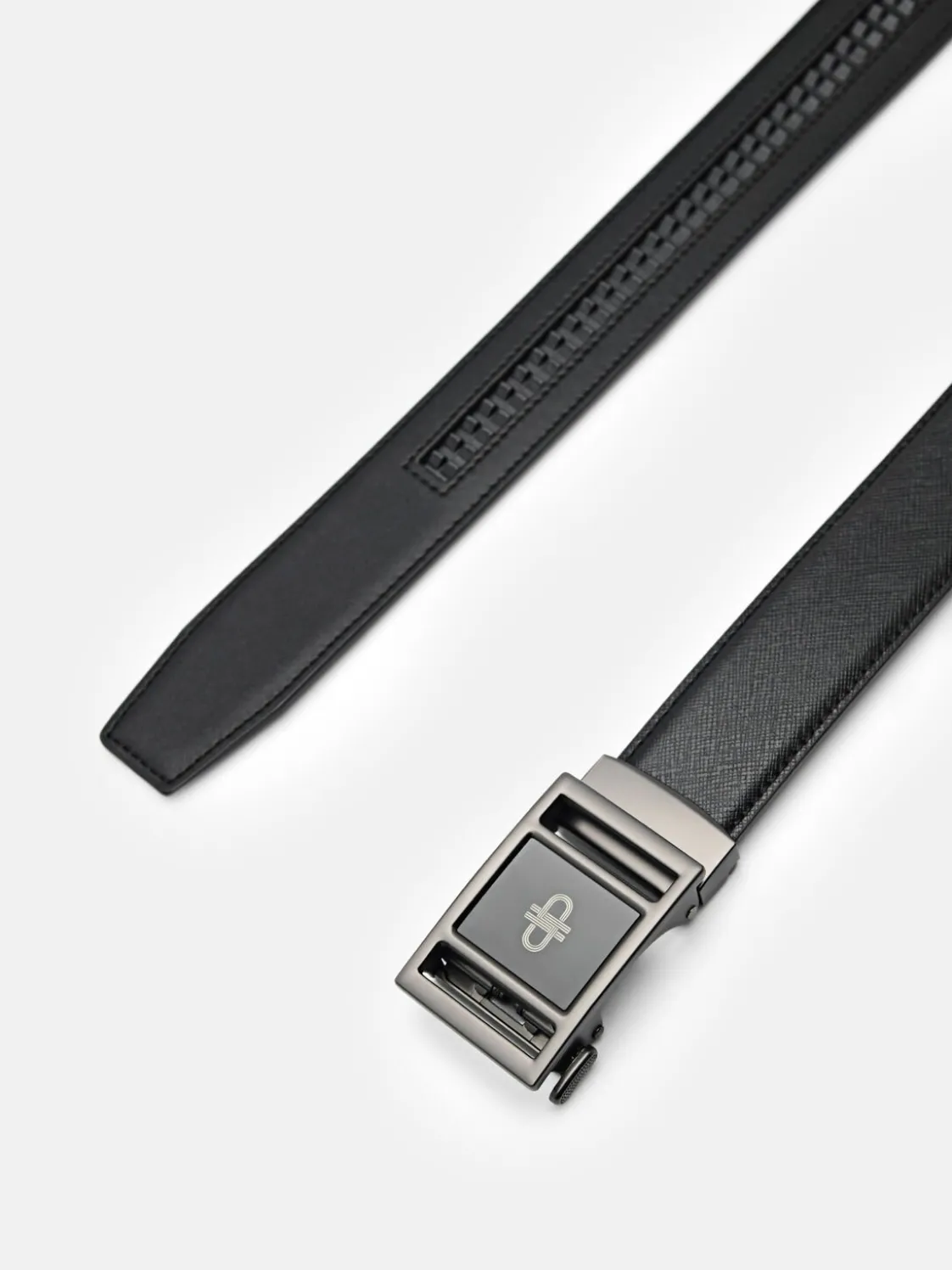 Embossed Leather Automatic Belt - Black