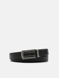 Embossed Leather Automatic Belt - Black