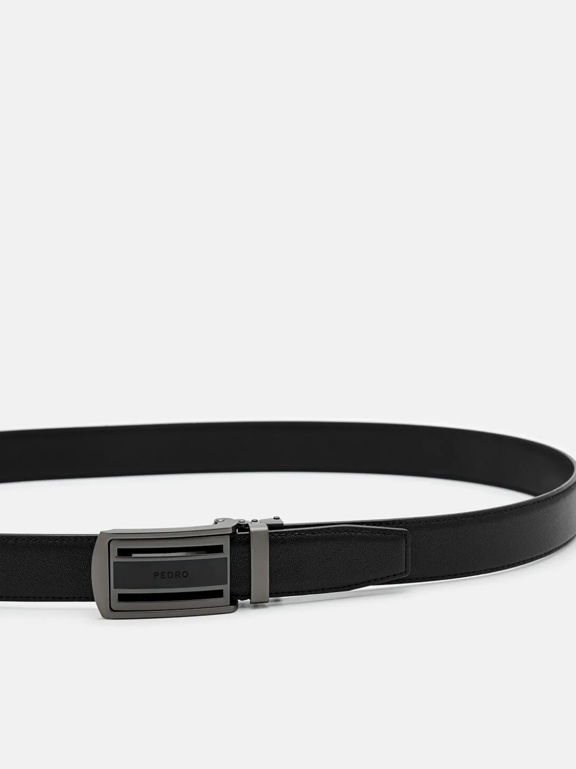 Embossed Leather Automatic Belt - Black