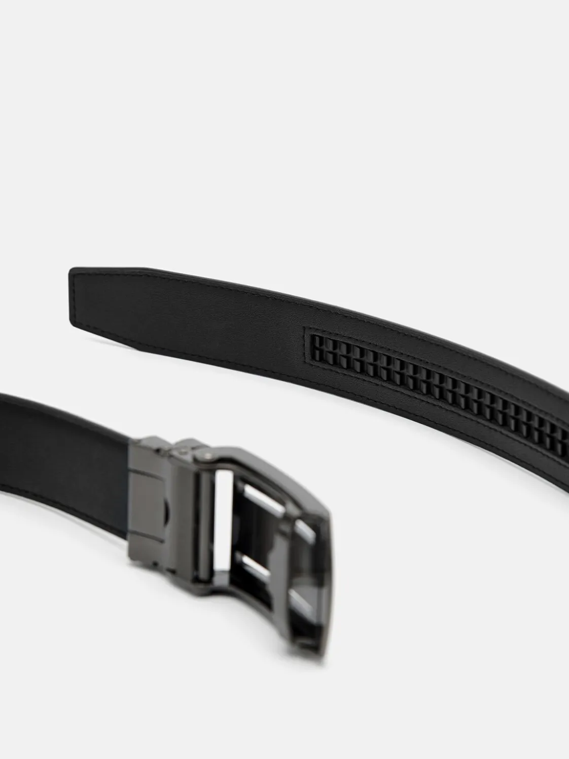 Embossed Leather Automatic Belt - Black